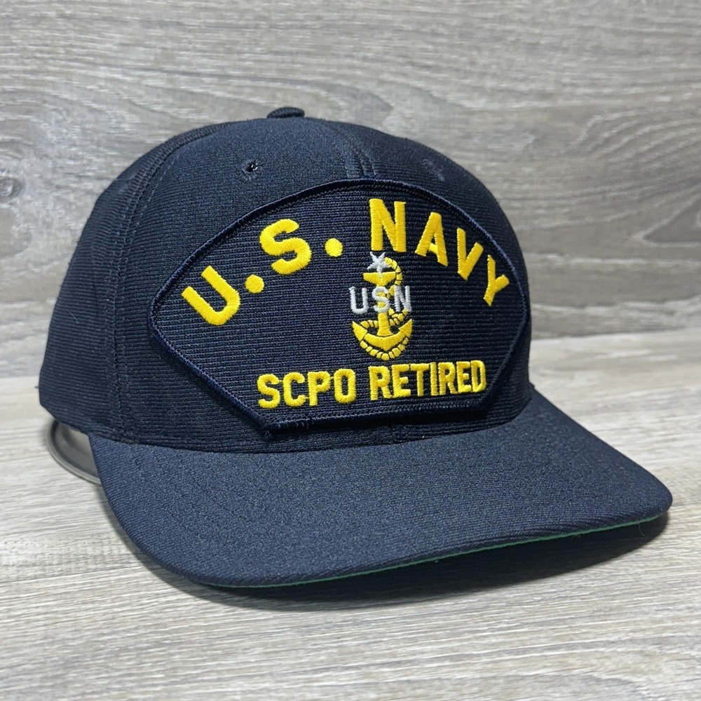 U.S. Navy Hat Cap Snap Back One Size Black SCPO Retired Eagle‎ Crest Patch Mens